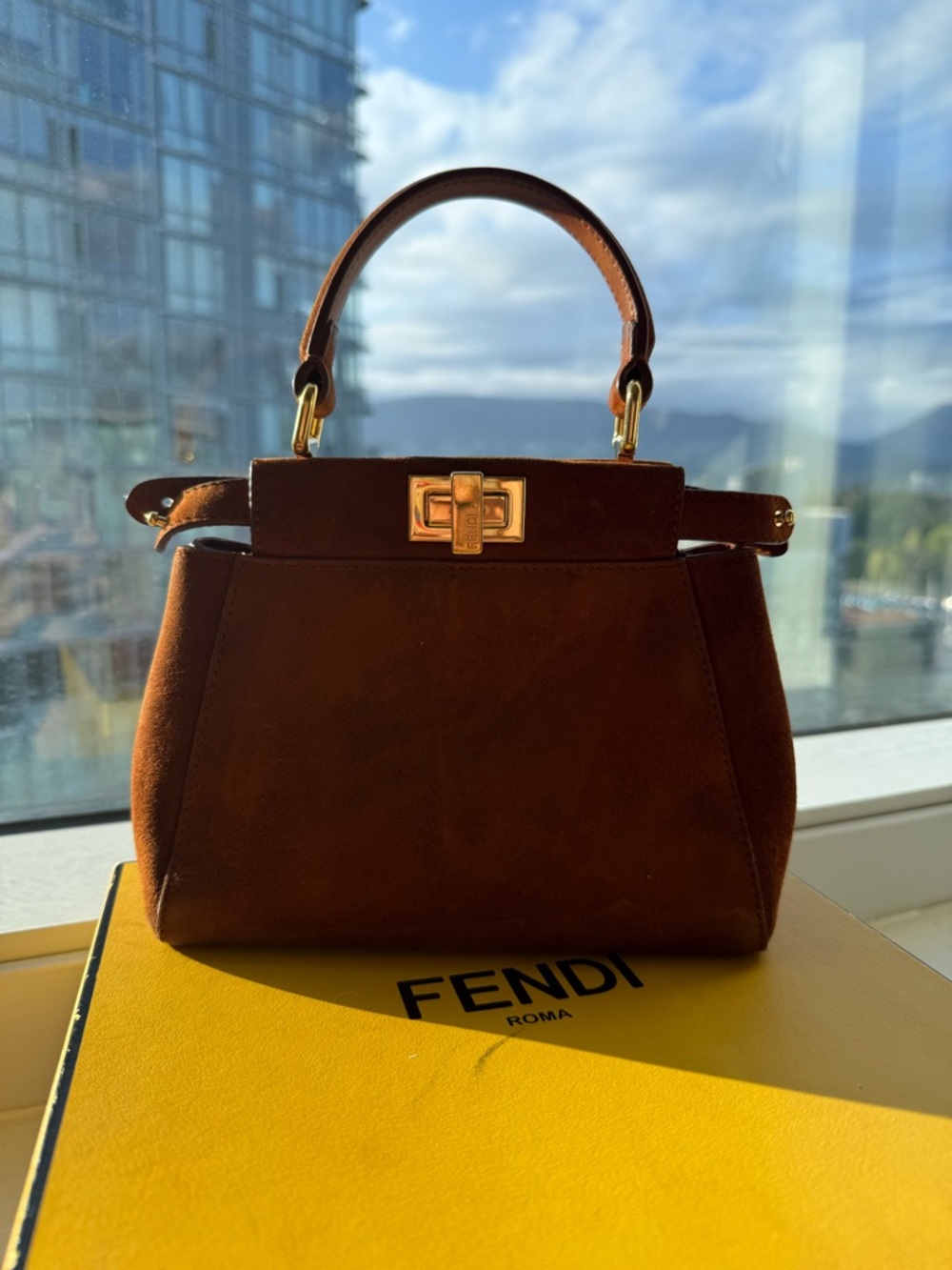 Authentic Fendi Peekaboo Suede Bag w Strap - Picture 6 of 11
